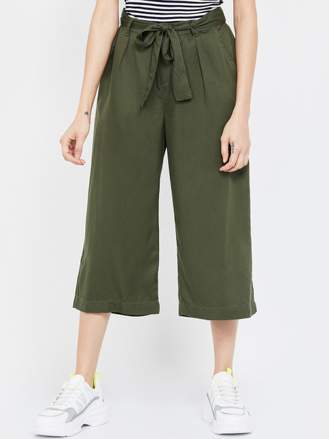 

Fame Forever by Lifestyle Women Olive Green Regular Fit Solid Culottes