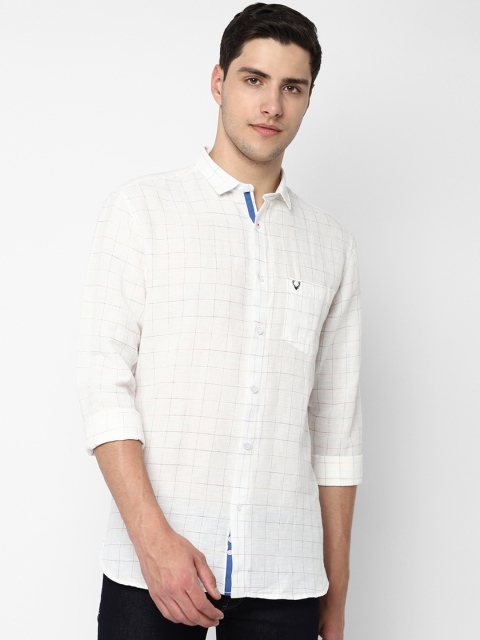 

Allen Solly Men White & Black Slim Fit Checked Cotton Linen Casual Shirt