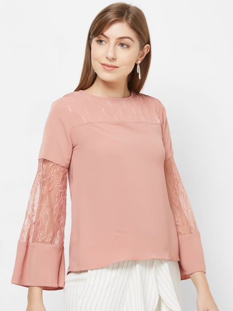 

Soie Women Peach-Coloured Self Design Top