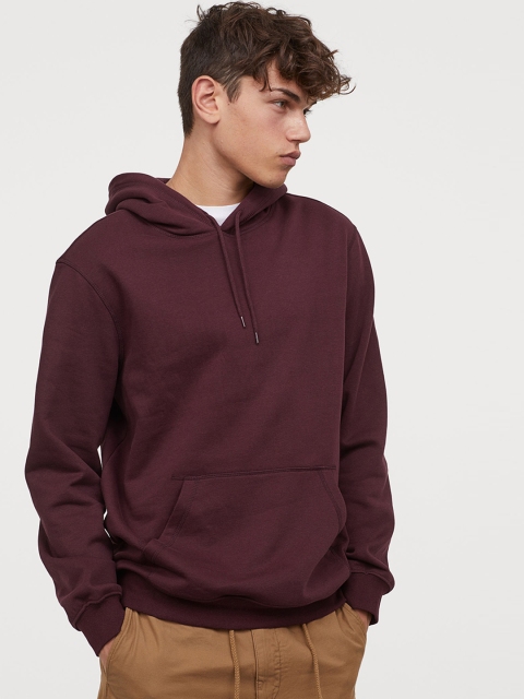 

H&M Men Maroon Hooded Sweatshirt