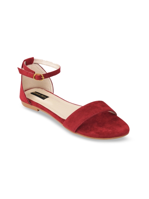 

WOMENS BERRY Women Maroon Solid Open Toe Flats