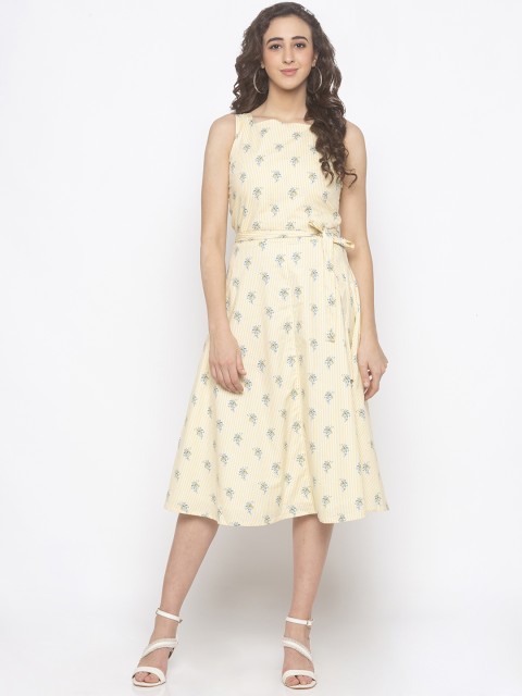 

Globus Women Yellow Printed A-Line Dress