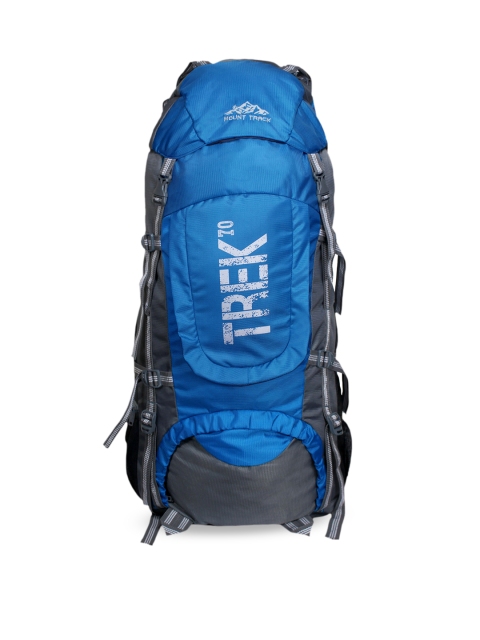 

MOUNT TRACK Unisex Blue & Grey Colourblocked Extra Large 70-litre Rucksack with Rain Cover