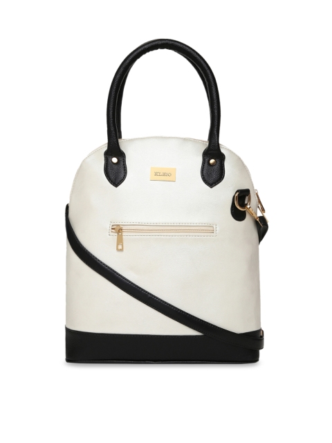 

KLEIO White & Black Colourblocked Handheld Bag