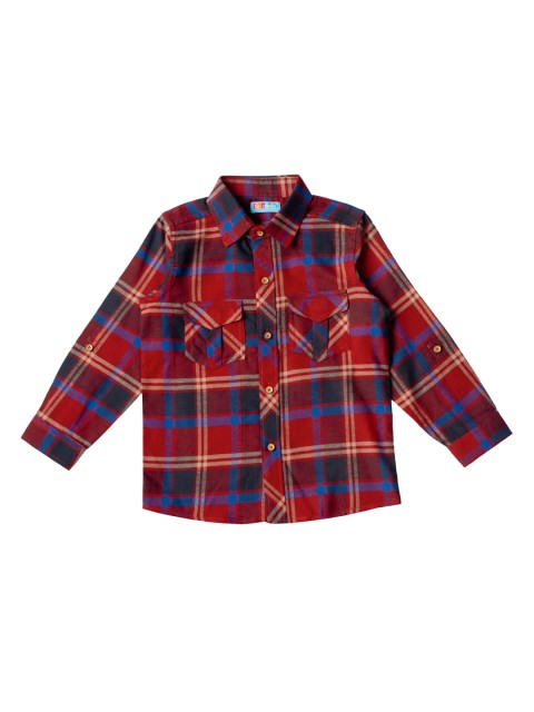 

Kid Studio Boys Red & Blue Regular Fit Checked Casual Shirt