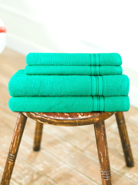 

Swiss Republic Unisex Pack of 4 Green Solid Essential Plus 480 GSM Towels