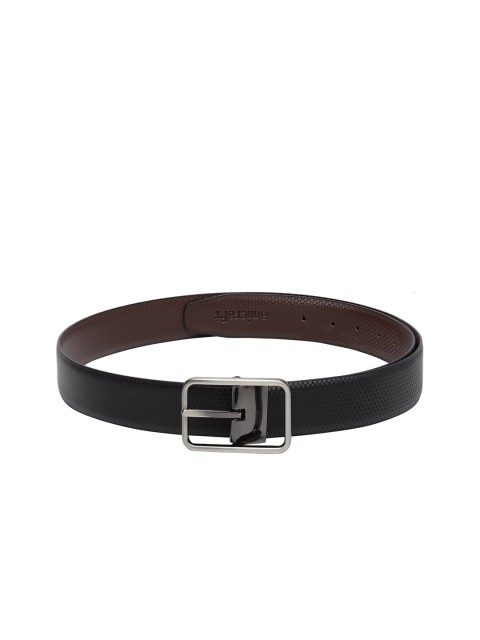 

amicraft Men Black & Coffee Brown Textured Reversible Belt