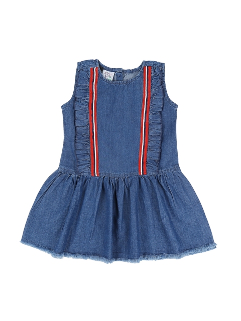 

oui oui Girls Blue Striped Fit and Flare Dress