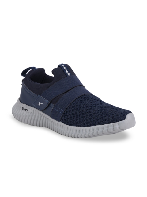 

Sparx Men Navy Blue Woven Design Mesh Mid-Top Running Shoes
