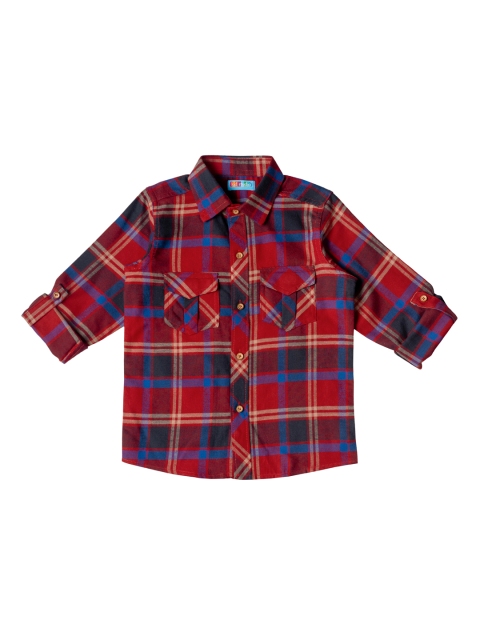 

Kid Studio Boys Red & Blue Regular Fit Checked Casual Shirt