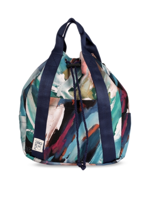 

FUKURO Women Blue & Green Abstract Backpack