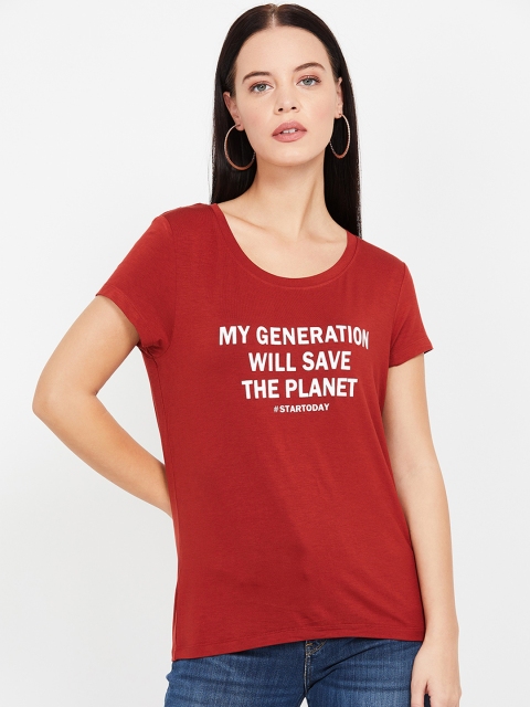 

Fame Forever by Lifestyle Women Red Printed A-Line Top