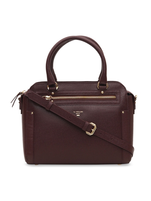 

Da Milano Burgundy Textured Leather Handheld Bag