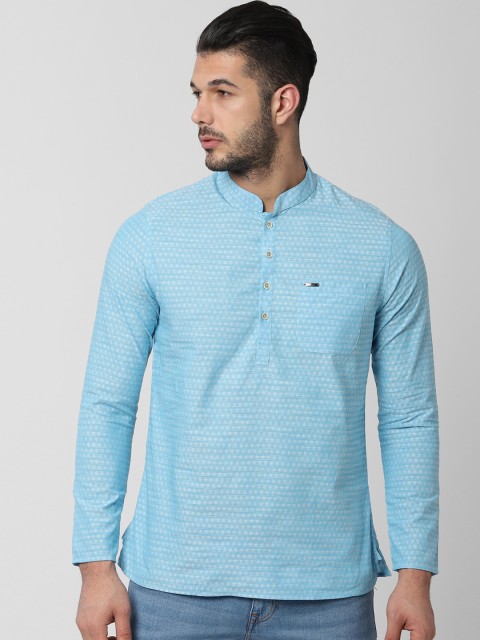

Peter England Men Blue Printed Straight Kurta
