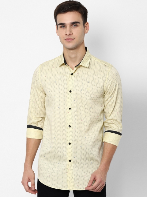 

Allen Solly Men Yellow & Navy Blue Slim Fit Printed Casual Shirt