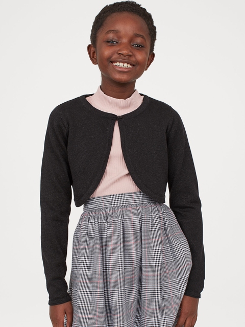 

H&M Girls Black Fine-Knit Bolero