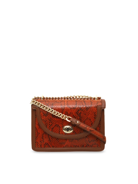 

Da Milano Rust & Black Textured Sling Leather bag