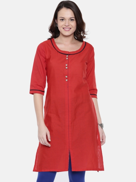

Rasada Women Red Solid A-Line Kurta