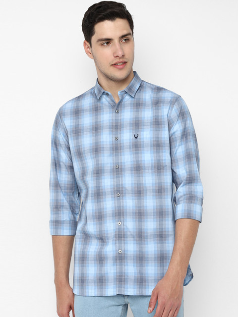 

Allen Solly Men Blue & Grey Slim Fit Checked Casual Shirt