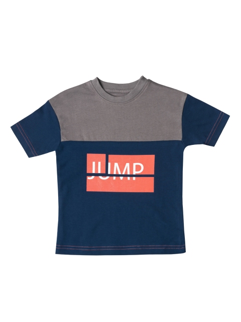 

Kid Studio Boys Navy Blue & Grey Printed Round Neck T-shirt
