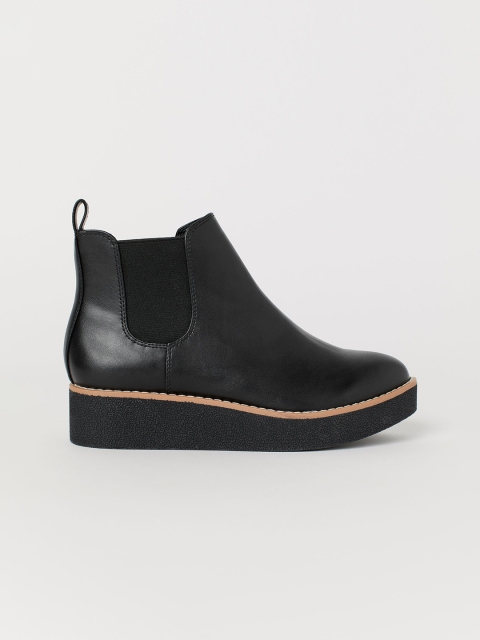 

H&M Women Imitation Leather Ankle Boots, Black
