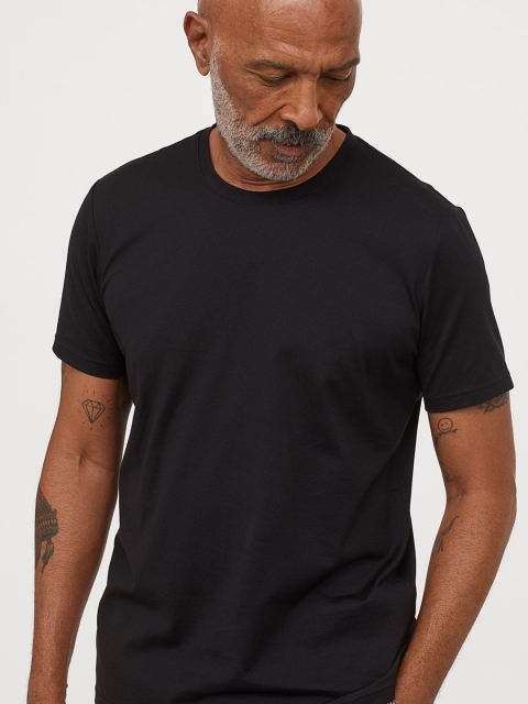 

HM Men Black Premium Cotton Pure Cotton T-shirt