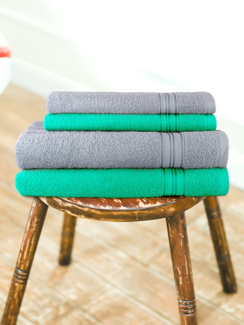 

swiss republic Unisex Pack of 4 Solid Essential Plus 480 GSM Towels, Green
