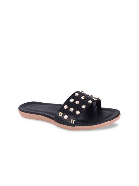 

WOMENS BERRY Women Black Embellished Open Toe Flats