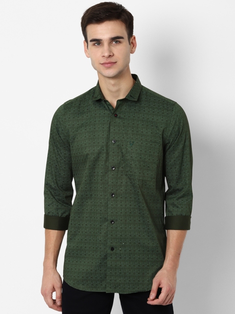

Allen Solly Men Olive Green Slim Fit Checked Casual Shirt