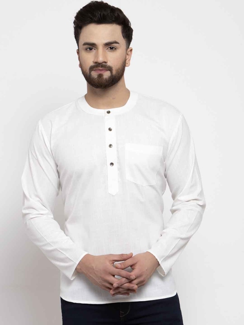 

Jompers Men White Solid Straight Kurta