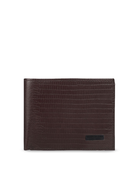 

Kenneth Cole Men Coffee Brown Croc Textured Two Fold Wallet