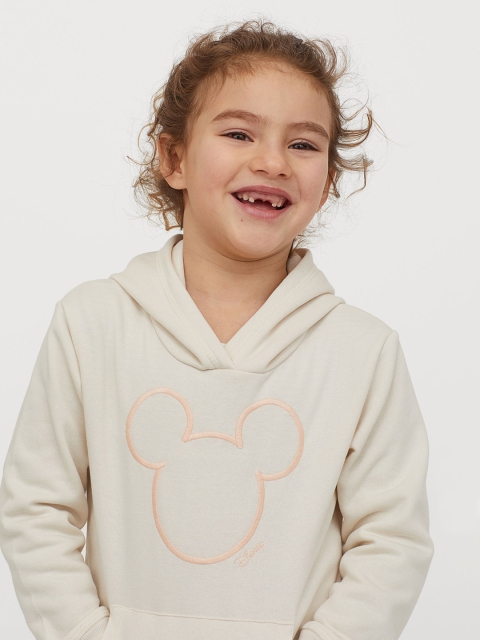 

H&M Girls Beige Embroidered-Detail Hoodie
