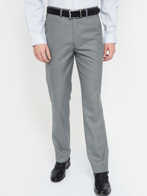

CODE by Lifestyle Men Grey Regular Fit Self Design Formal Trousers