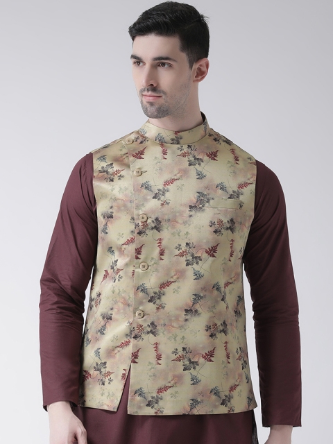 

TABARD Men Beige & Brown Printed Woven Pure Cotton Nehru Jacket