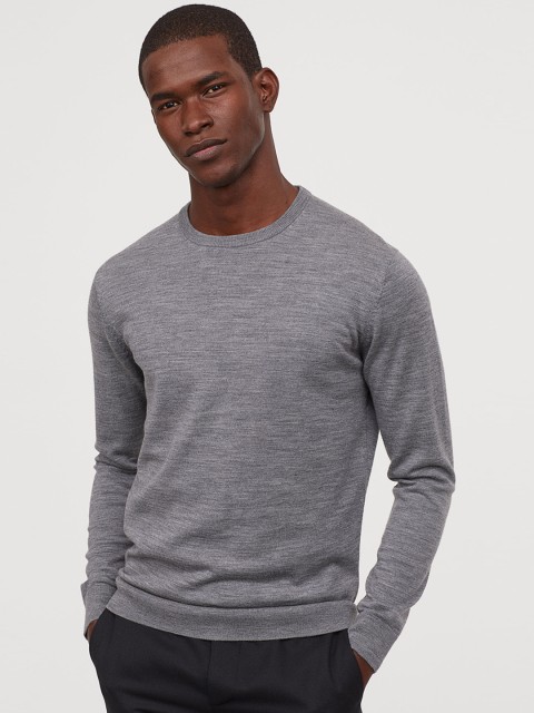 

H&M Grey Melange Merino Wool Jumper
