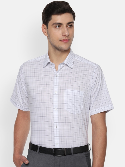 

Van Heusen Men White & Blue Regular Fit Checked Formal Shirt