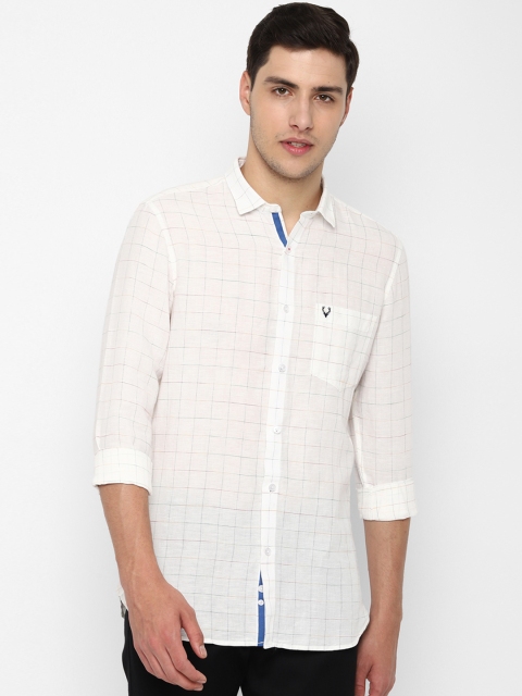 

Allen Solly Men White Slim Fit Checked Cotton Linen Casual Shirt