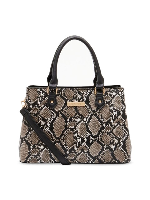 

GIORDANO Black & Beige Snake Skin Textured Handheld Bag
