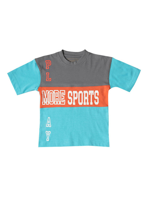 

Kid Studio Boys Blue & Grey Printed Round Neck T-shirt