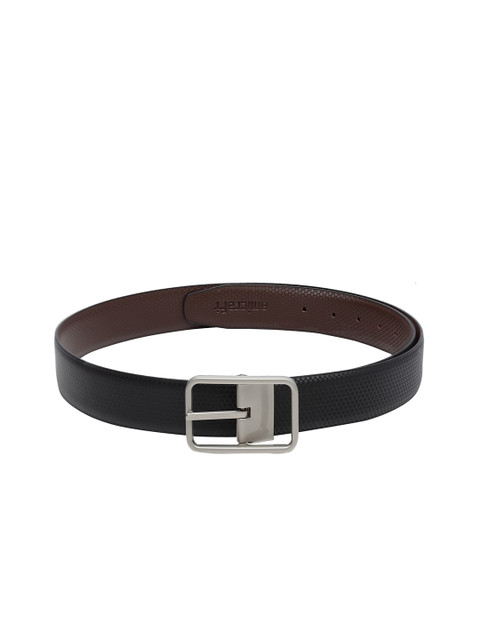 

amicraft Men Black & Coffee Brown Textured Reversible Belt
