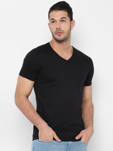 

Allen Solly Men Black Solid V-Neck T-shirt