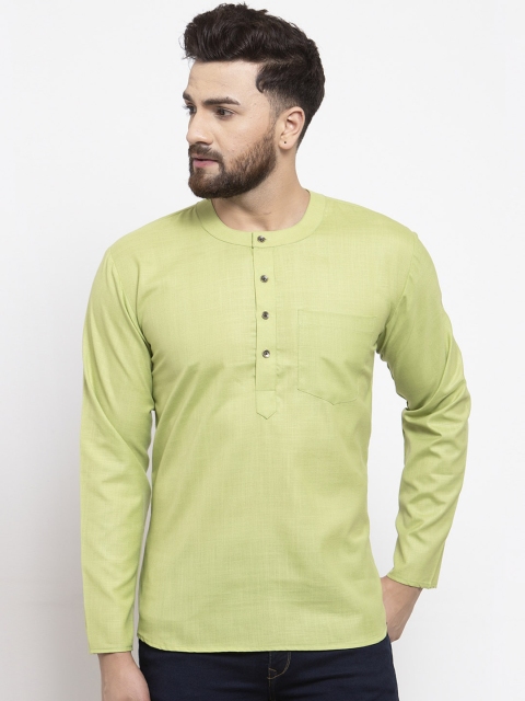 

Jompers Men Green Solid Straight Kurta
