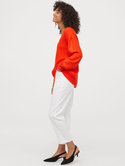 

H&M Women Orange Solid Fine-knit Jumper