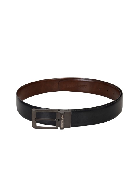 

CHRISTOPOLO Men Black & Brown Leather Reversible Belt