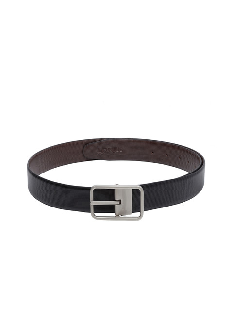 

amicraft Men Black & Coffee Brown Textured Leather Reversible Belt