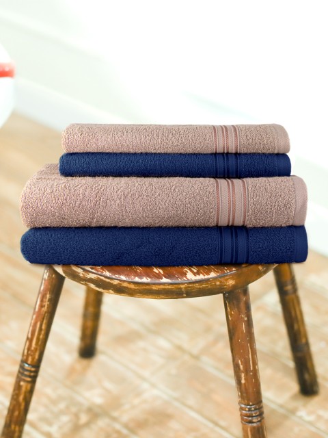 

swiss republic Unisex Pack of 4 Solid Essential Plus 480 GSM Towels, Navy blue