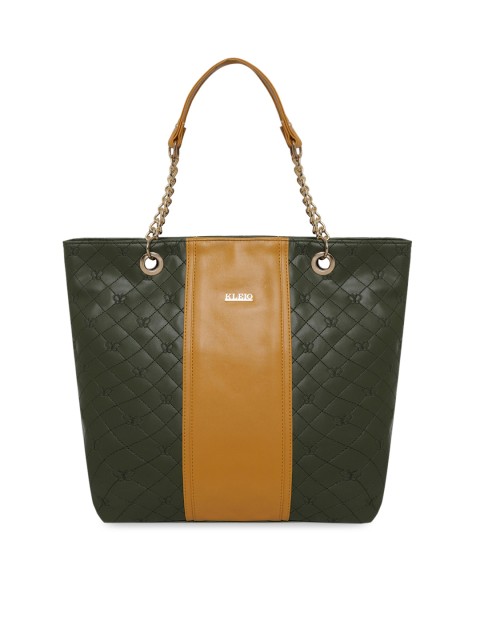 

KLEIO Green & Mustard Colourblocked Handheld Bag