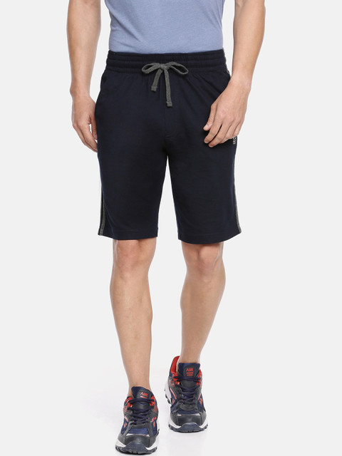 

F A S O Men Navy Blue Solid Regular Fit Shorts