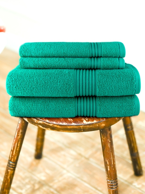 

swiss republic Set of 4 Sea Green Solid Signature 630 GSM Towels