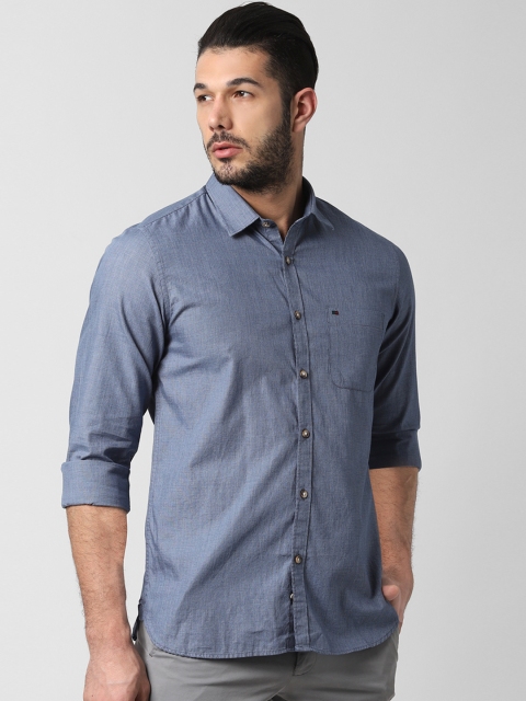 

Peter England Casuals Men Blue Slim Fit Self Design Casual Shirt